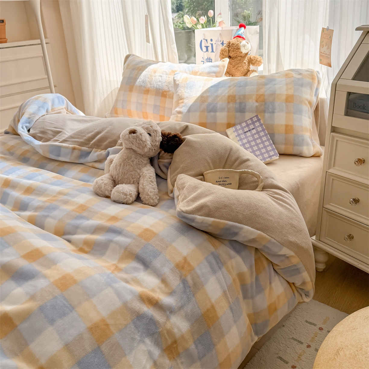 91家纺网 家纺一手货源 找家纺 温眠家纺 2025新款全工艺200克牛奶绒印花四件套 墨尔本