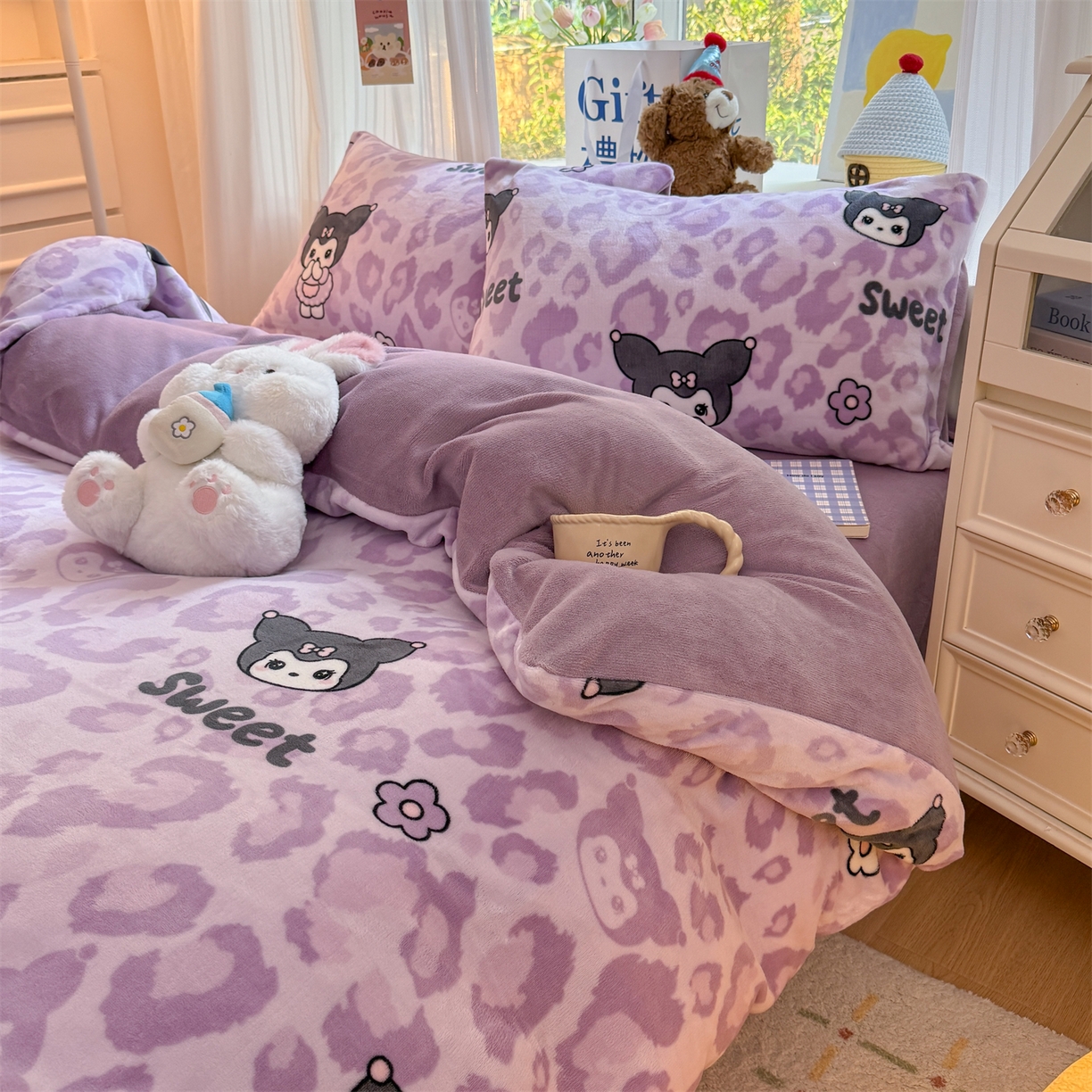 91家纺网 家纺一手货源 找家纺 温眠家纺 2025新款全工艺200克牛奶绒印花四件套 淘气