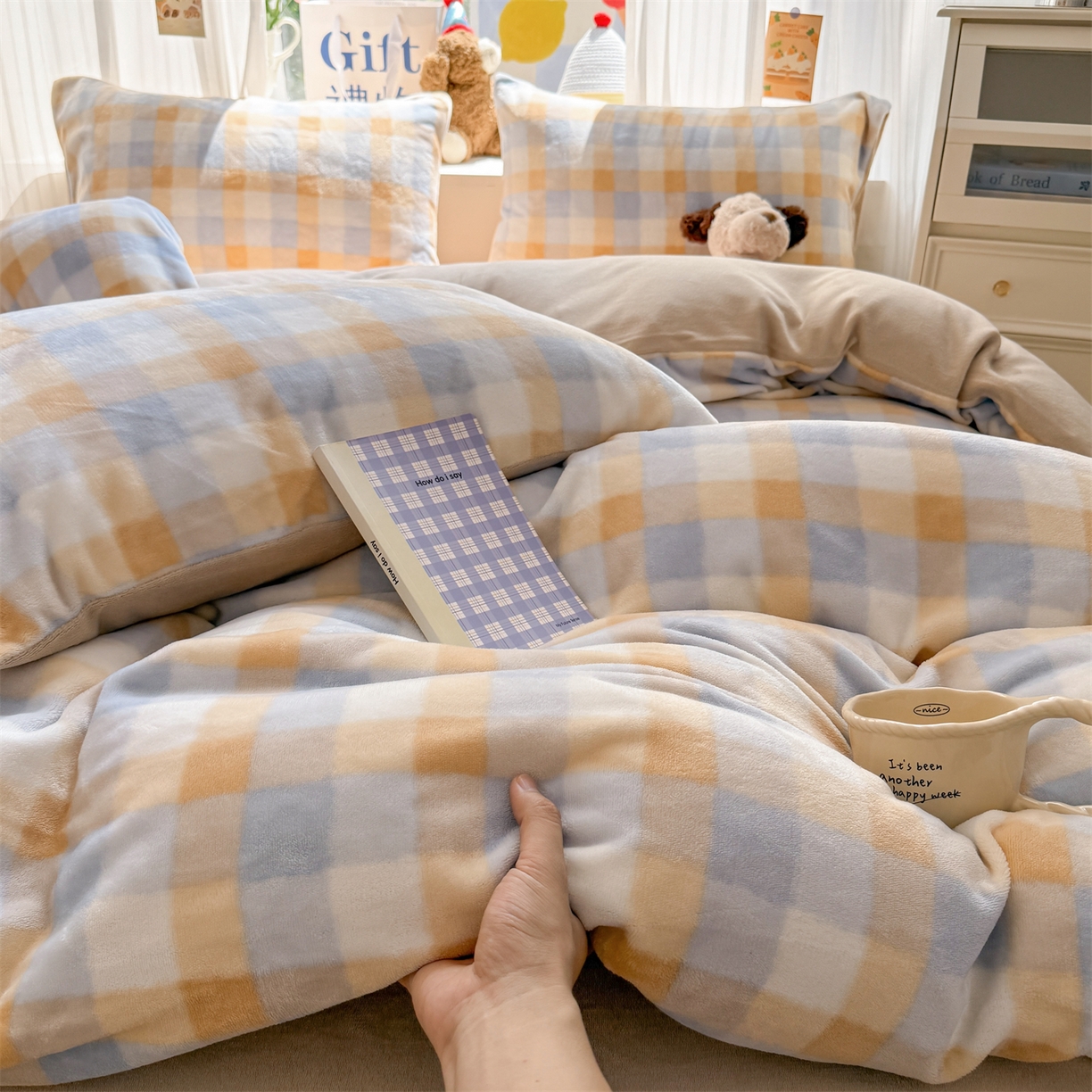 91家纺网 家纺一手货源 找家纺 温眠家纺 2025新款全工艺200克牛奶绒印花四件套 墨尔本