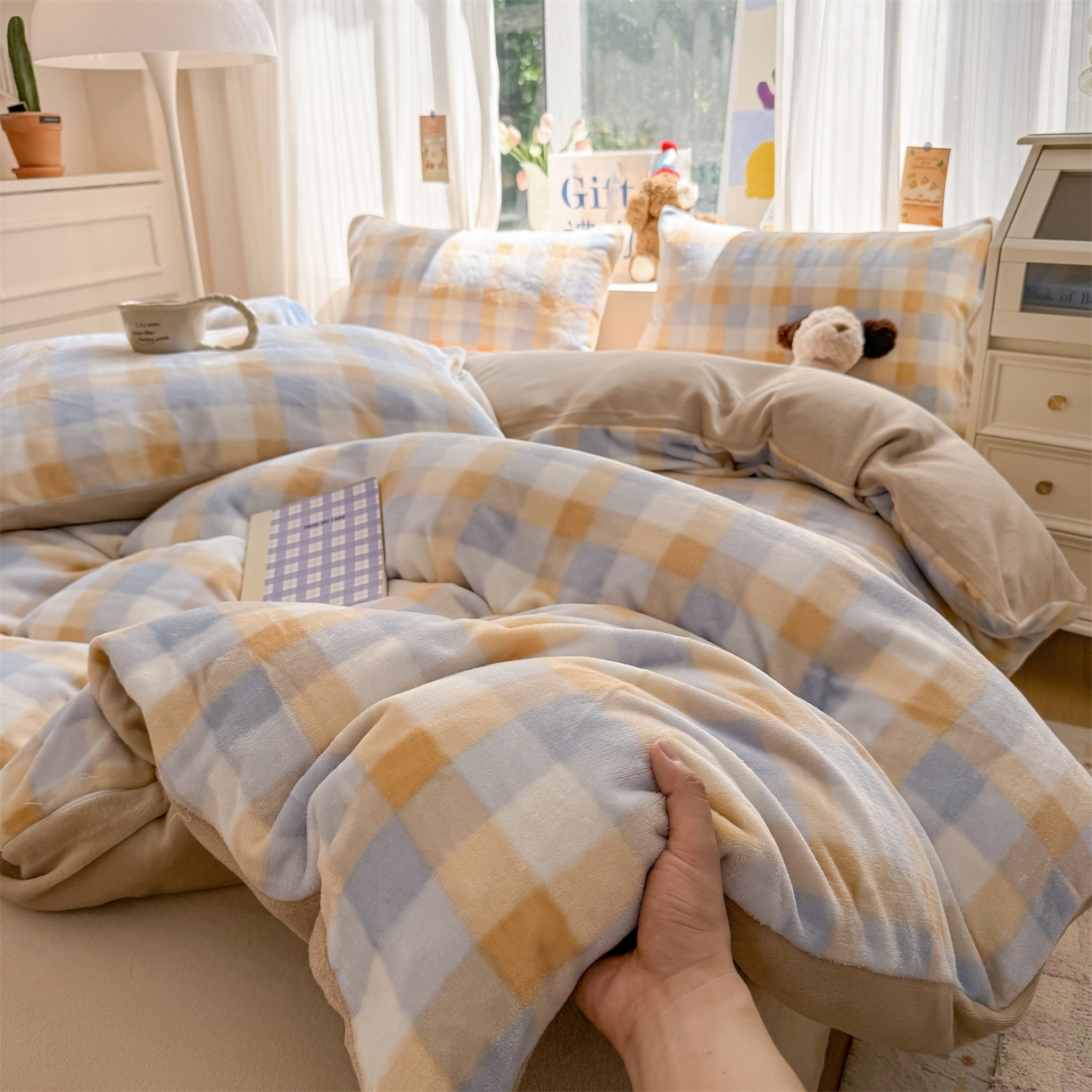 91家纺网 家纺一手货源 找家纺 温眠家纺 2025新款全工艺200克牛奶绒印花四件套 墨尔本