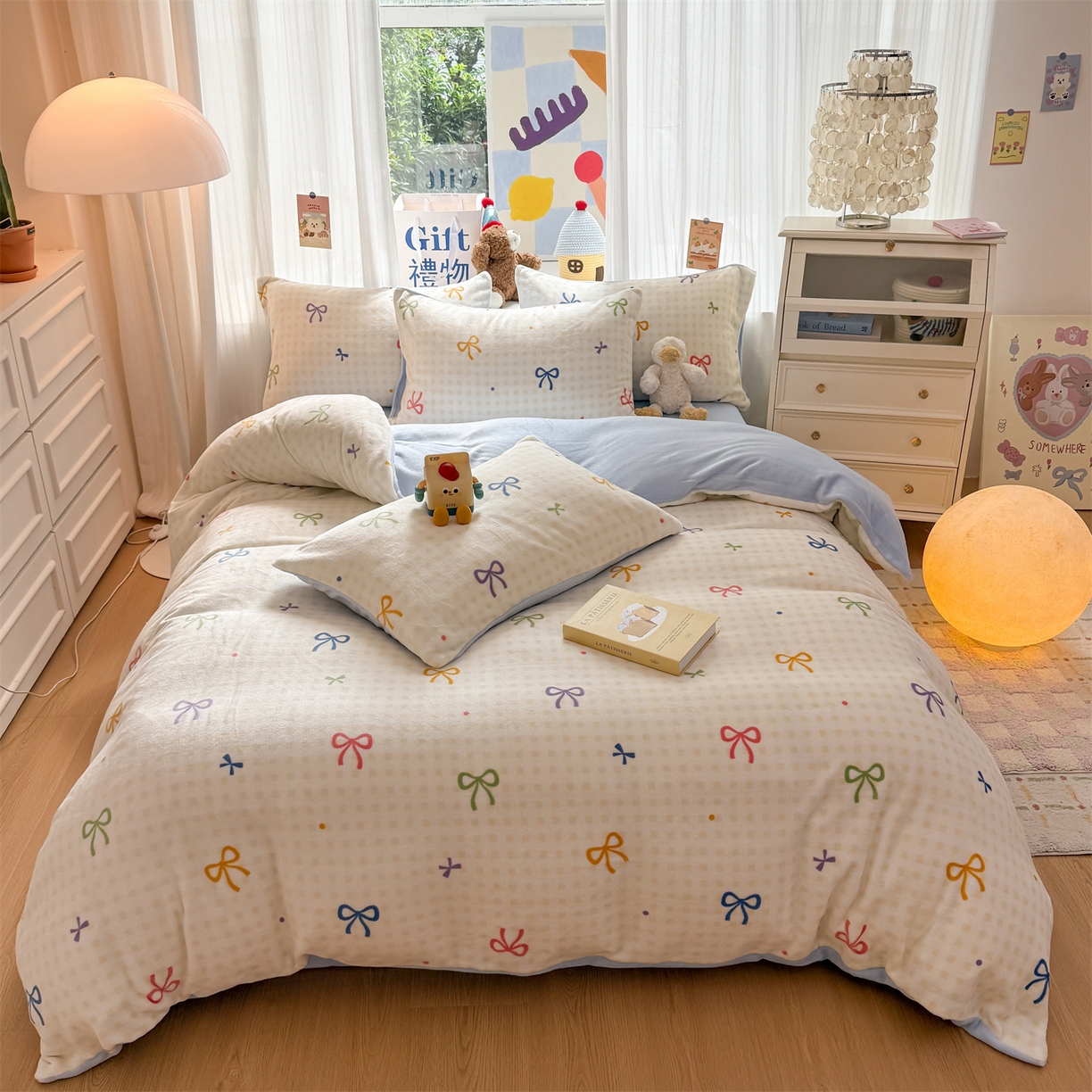 温眠家纺 2025新款全工艺200克牛奶绒印花四件套 彩色物语黄