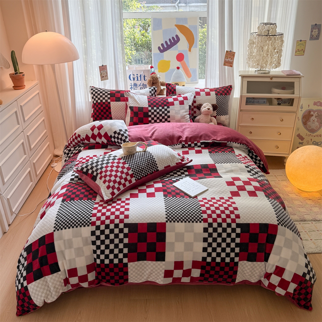 温眠家纺 2025新款全工艺200克牛奶绒印花四件套 迷格