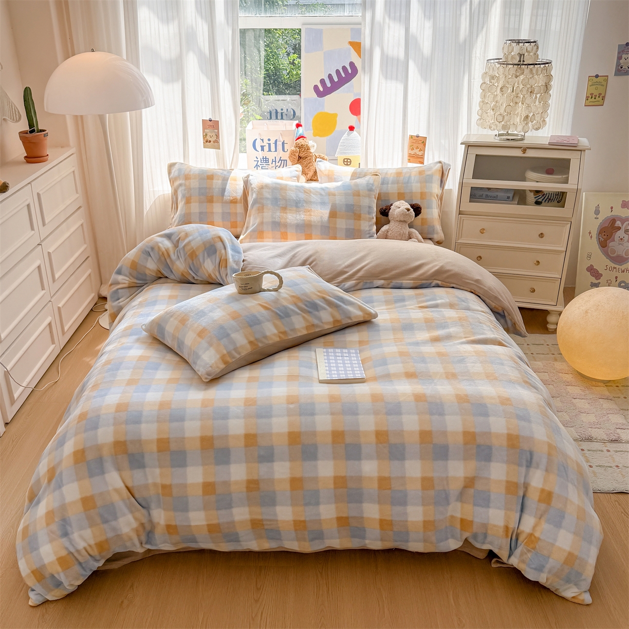 温眠家纺 2025新款全工艺200克牛奶绒印花四件套 墨尔本