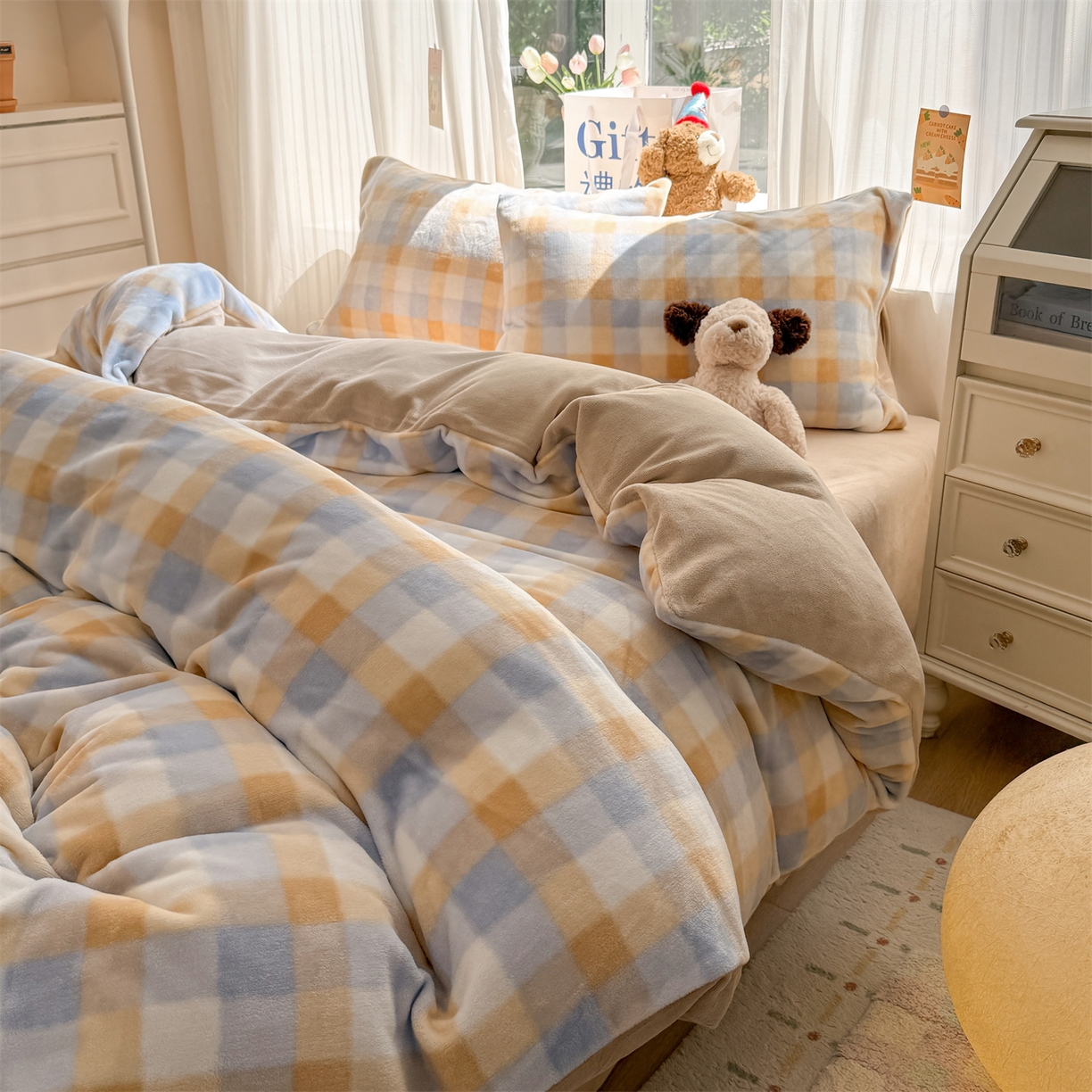 91家纺网 家纺一手货源 找家纺 温眠家纺 2025新款全工艺200克牛奶绒印花四件套 墨尔本