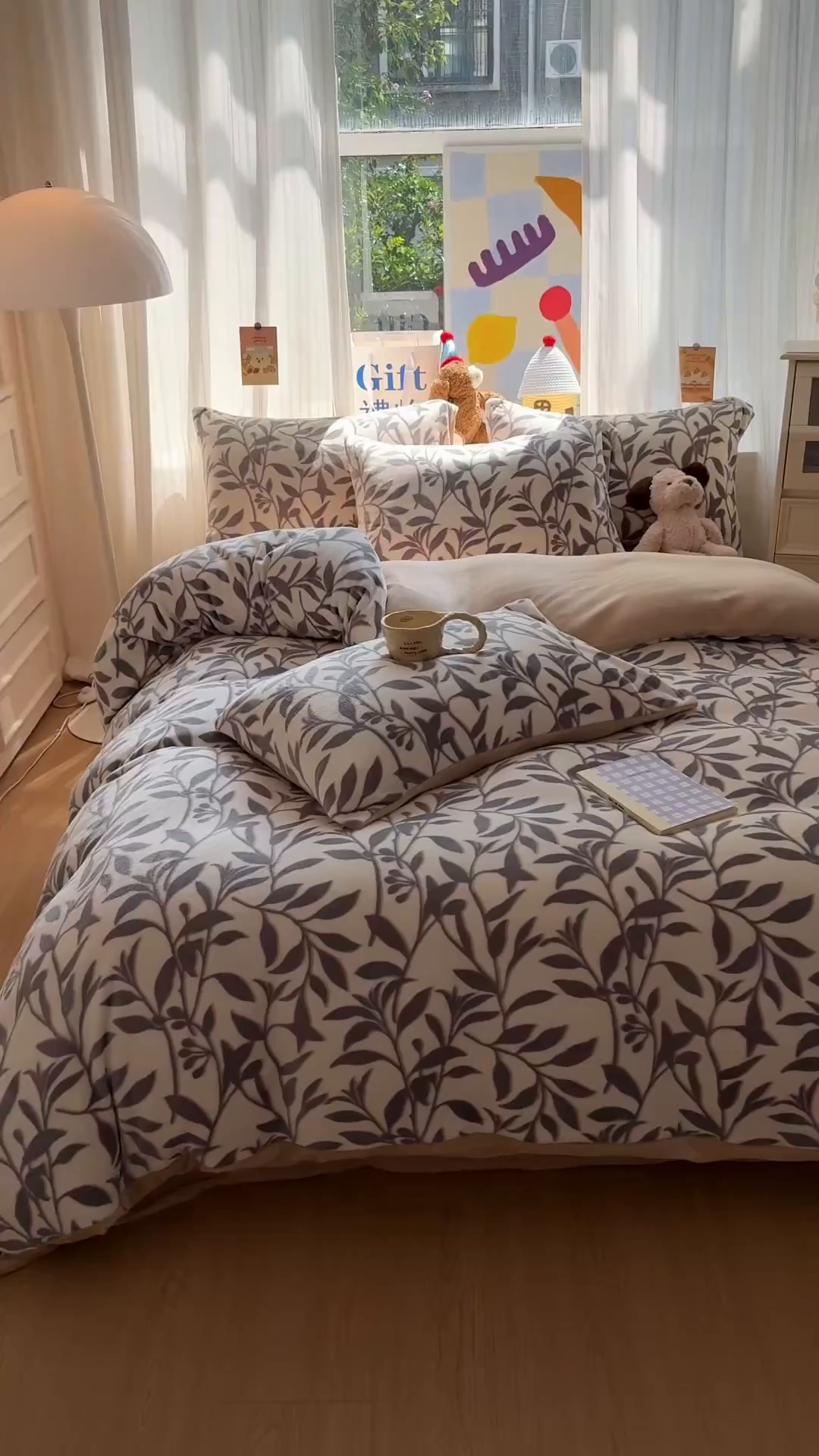 91家纺网 家纺一手货源 找家纺 温眠家纺 2025新款全工艺200克牛奶绒印花四件套 花间集