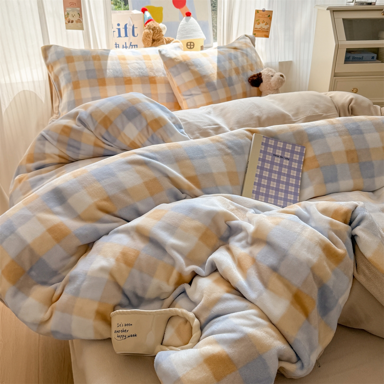 91家纺网 家纺一手货源 找家纺 温眠家纺 2025新款全工艺200克牛奶绒印花四件套 墨尔本