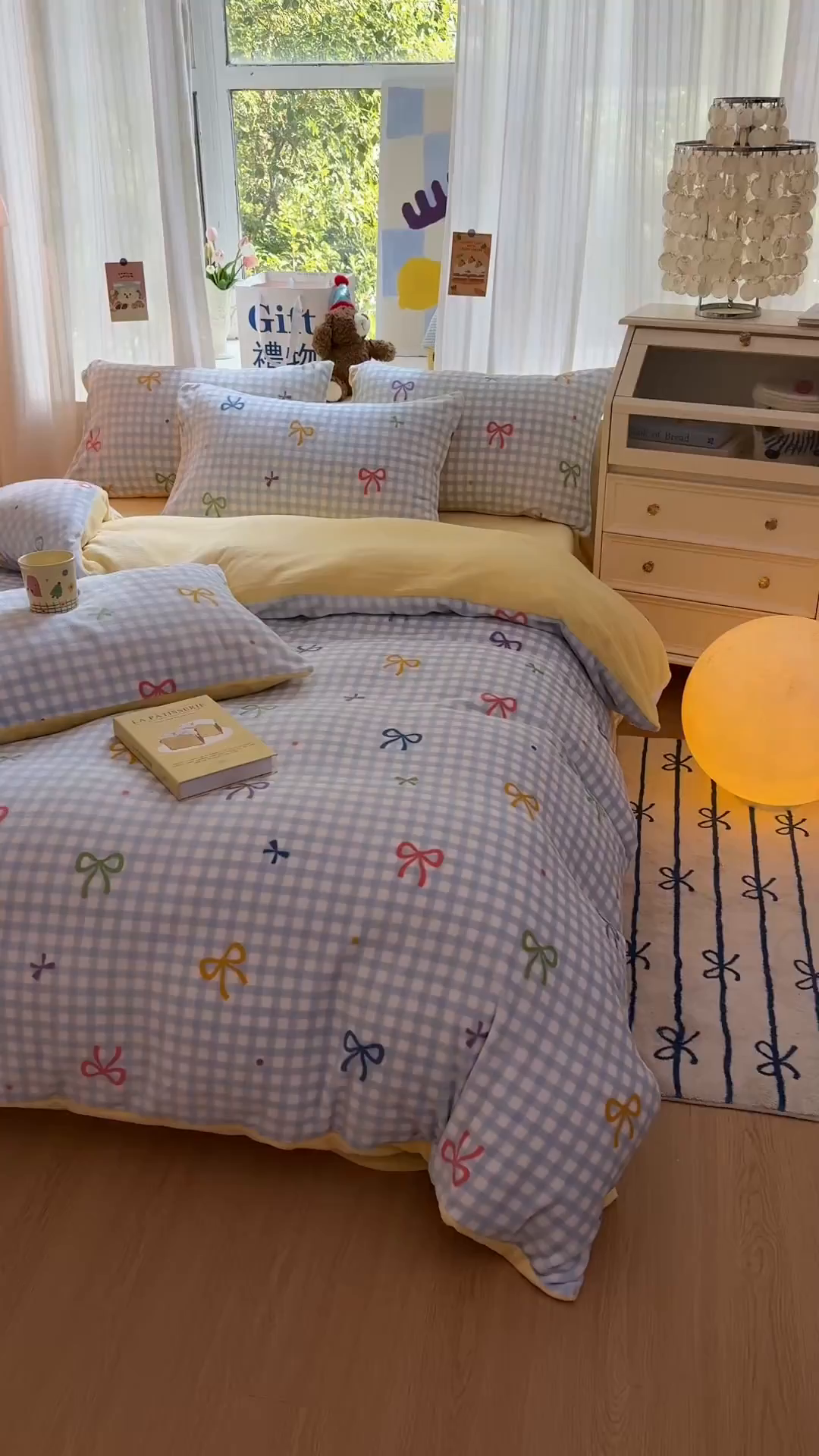 91家纺网 家纺一手货源 找家纺 温眠家纺 2025新款全工艺200克牛奶绒印花四件套 彩色物语蓝