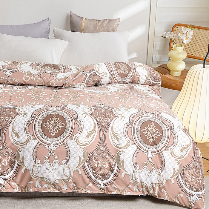 91家纺网 家纺一手货源 找家纺 小雨家纺 2026新款跨境芦荟棉韩版花边床裙单品套件--被套 张灯结彩棕