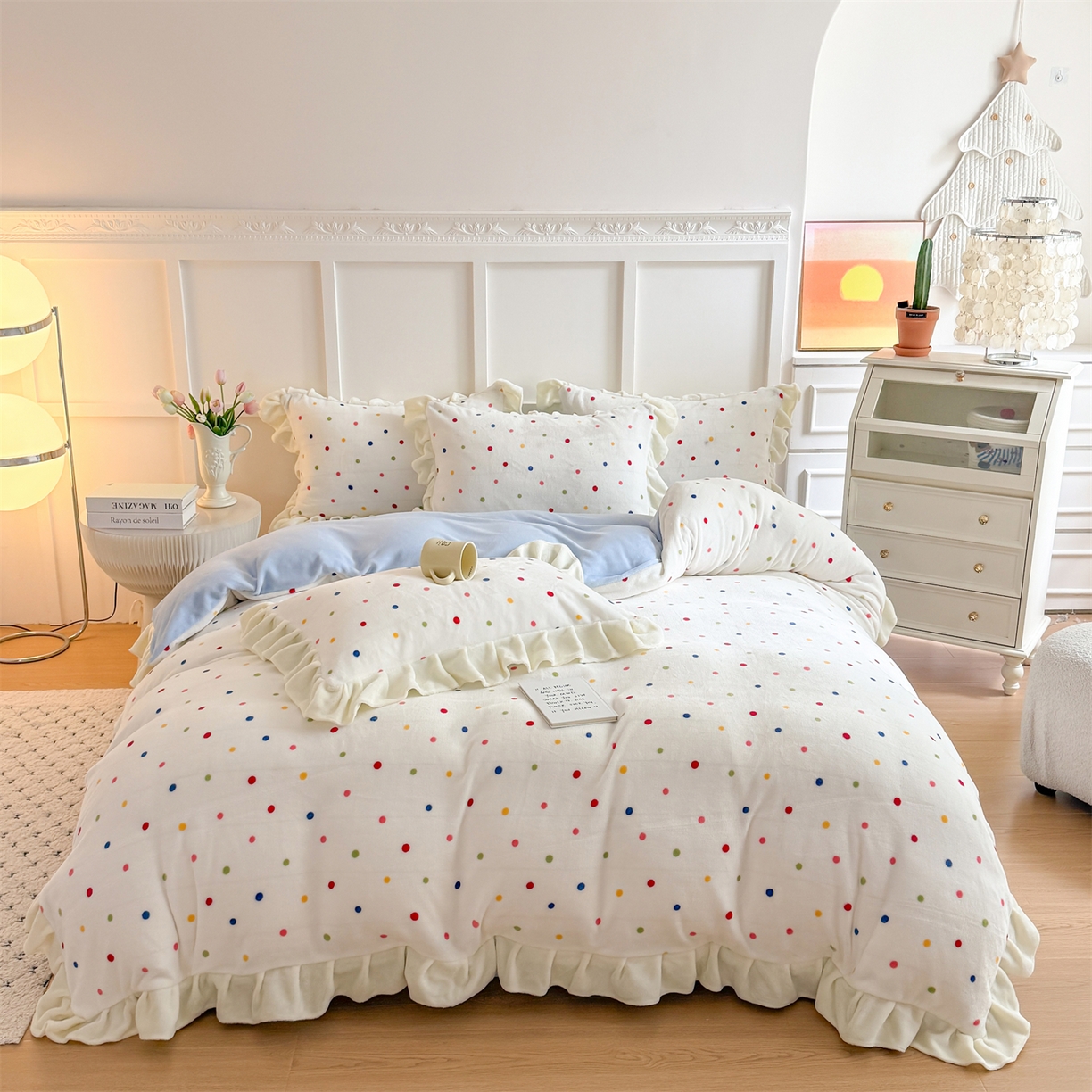 （总）温眠家纺 2025新款200g全工艺牛奶绒花边款四件套吊边床单