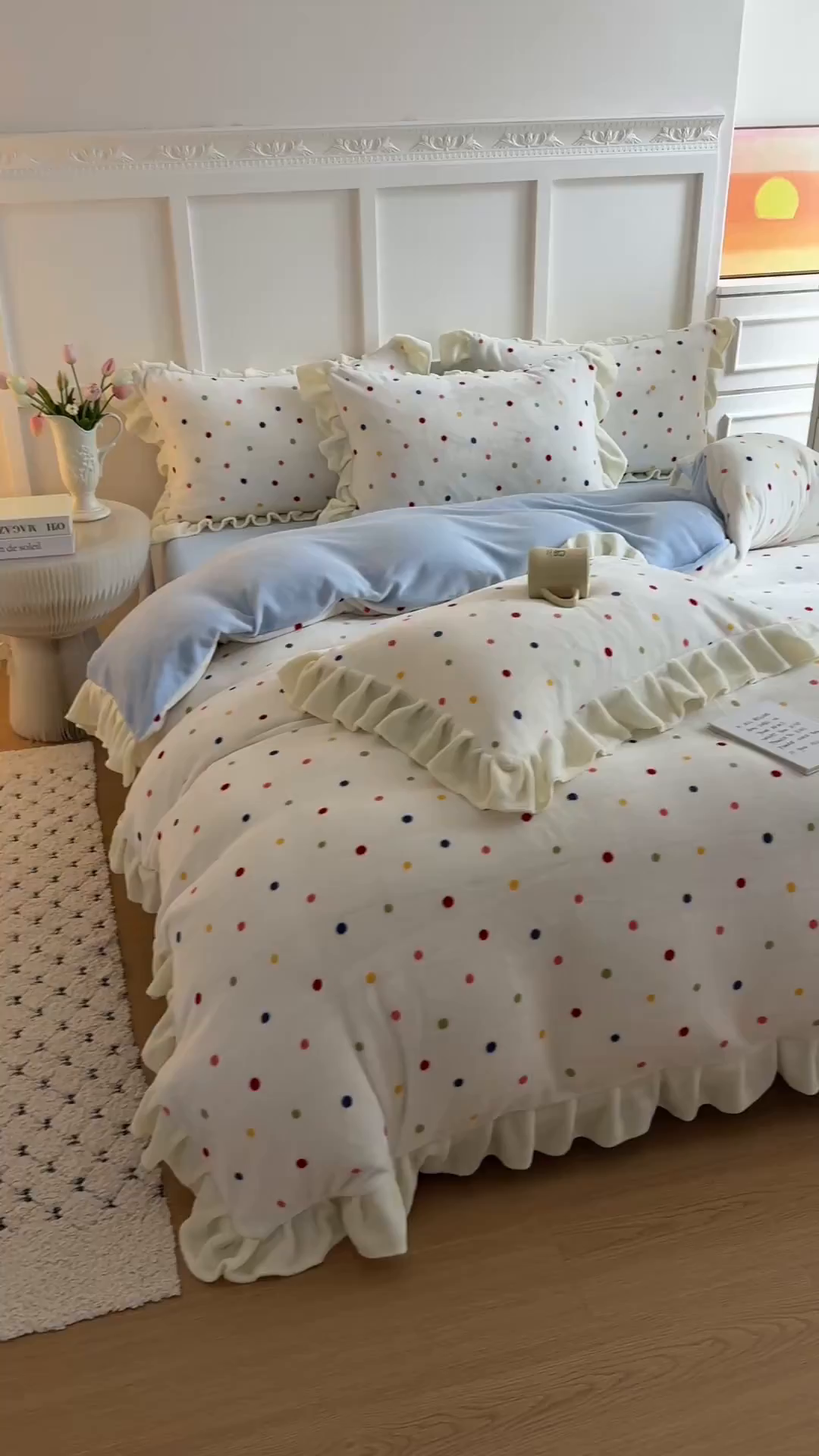 91家纺网 家纺一手货源 找家纺 （总）温眠家纺 2025新款200g全工艺牛奶绒花边款四件套吊边床单