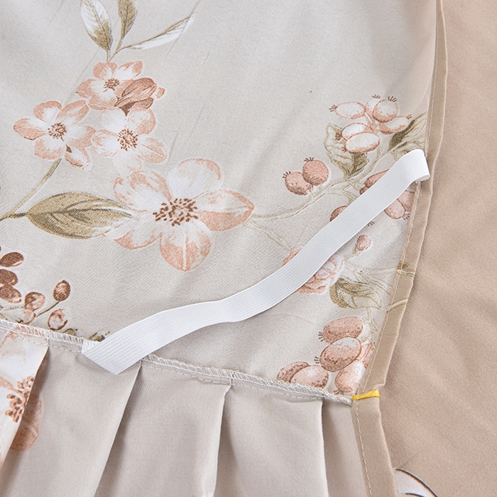 91家纺网 家纺一手货源 找家纺 小雨家纺 2026新款跨境芦荟棉韩版花边床裙单品套件--四件套 锦上添花棕