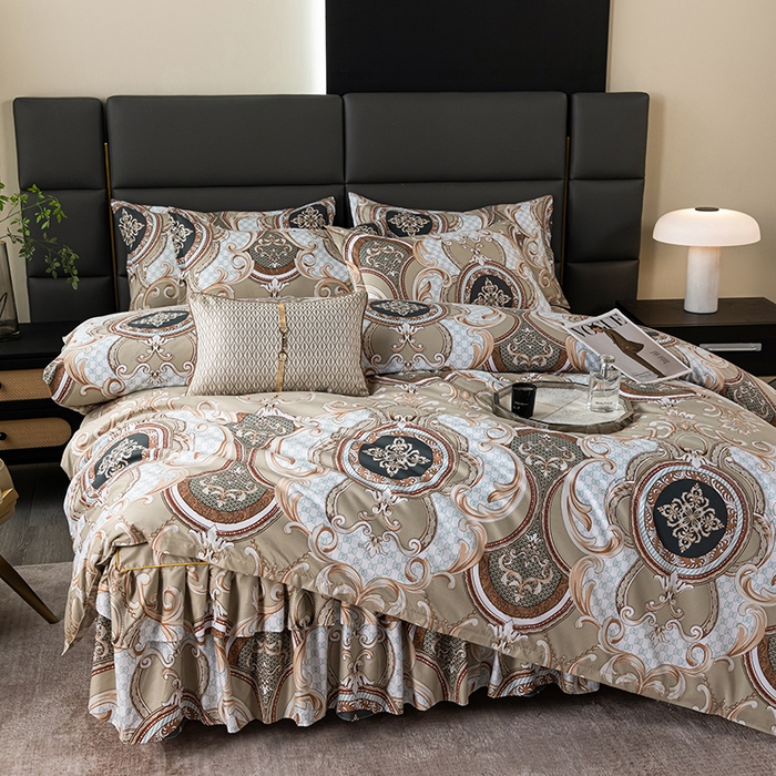 91家纺网 家纺一手货源 找家纺 （总）小雨家纺 2026新款跨境芦荟棉韩版花边床裙单品套件--四件套