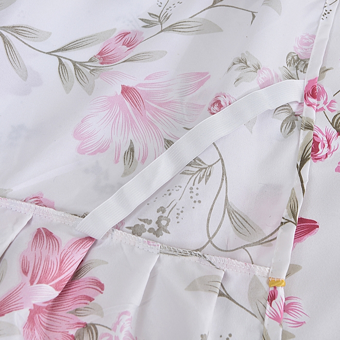 91家纺网 家纺一手货源 找家纺 小雨家纺 2026新款跨境芦荟棉韩版花边床裙单品套件--四件套 笔下生花粉