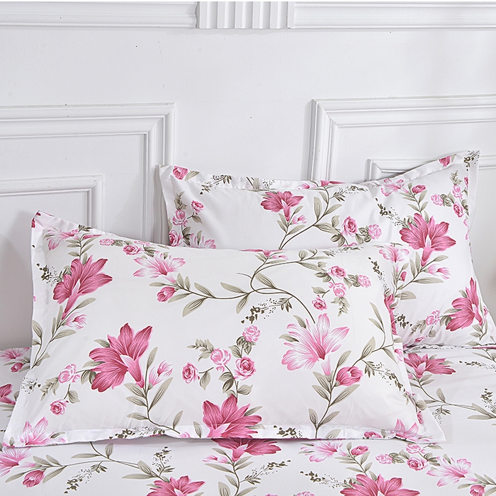 91家纺网 家纺一手货源 找家纺 小雨家纺 2026新款跨境芦荟棉韩版花边床裙单品套件--四件套 笔下生花粉