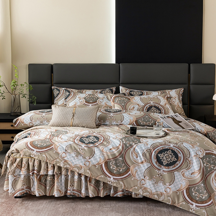 91家纺网 家纺一手货源 找家纺 （总）小雨家纺 2026新款跨境芦荟棉韩版花边床裙单品套件--四件套