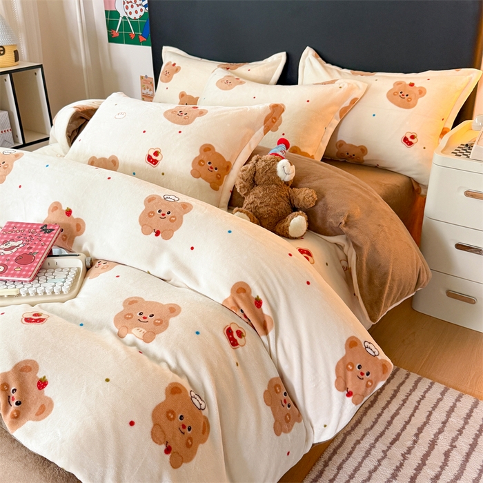 91家纺网 家纺一手货源 找家纺 温眠家纺 2025新款加厚牛奶绒四件套跑量款 卡贝拉