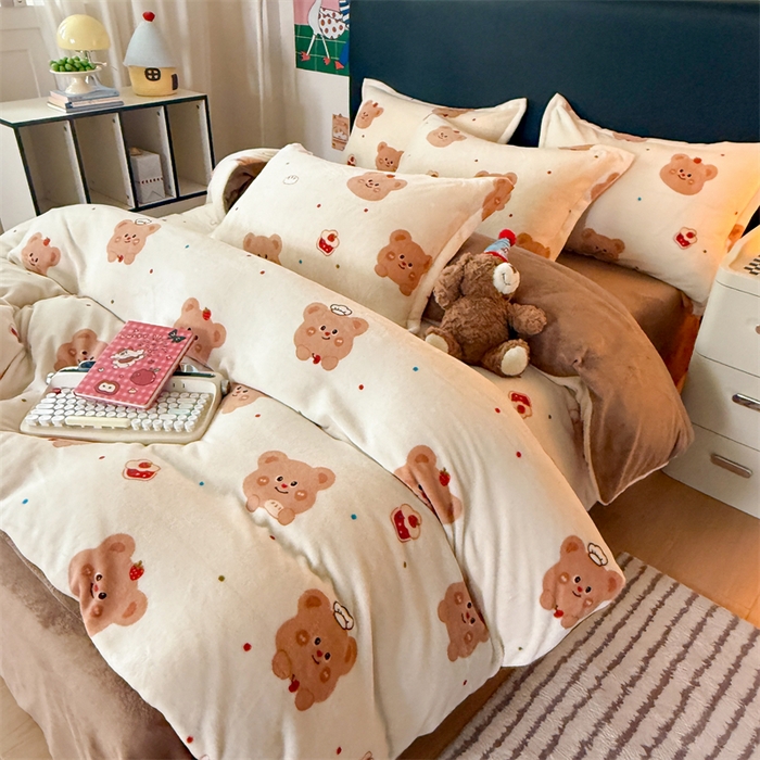 91家纺网 家纺一手货源 找家纺 温眠家纺 2025新款加厚牛奶绒四件套跑量款 卡贝拉