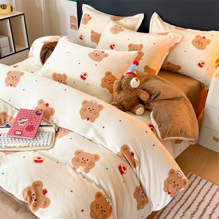 91家纺网 家纺一手货源 找家纺 温眠家纺 2025新款加厚牛奶绒四件套跑量款 卡贝拉