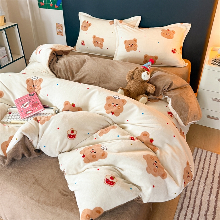 91家纺网 家纺一手货源 找家纺 温眠家纺 2025新款加厚牛奶绒四件套跑量款 卡贝拉