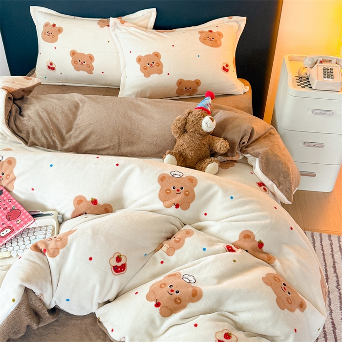 91家纺网 家纺一手货源 找家纺 温眠家纺 2025新款加厚牛奶绒四件套跑量款 卡贝拉