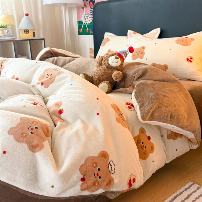 91家纺网 家纺一手货源 找家纺 温眠家纺 2025新款加厚牛奶绒四件套跑量款 卡贝拉