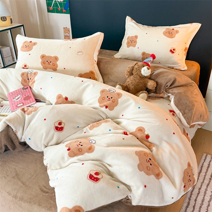 91家纺网 家纺一手货源 找家纺 温眠家纺 2025新款加厚牛奶绒四件套跑量款 卡贝拉