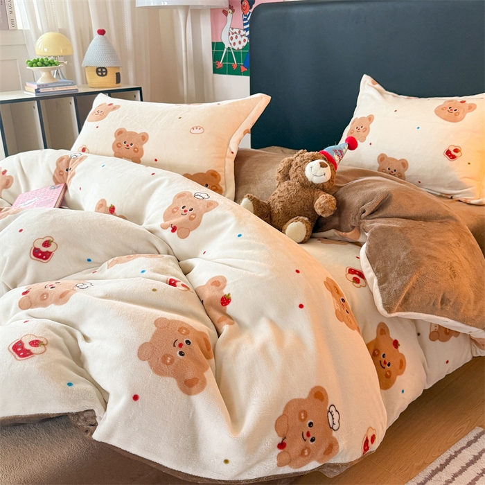 91家纺网 家纺一手货源 找家纺 温眠家纺 2025新款加厚牛奶绒四件套跑量款 卡贝拉