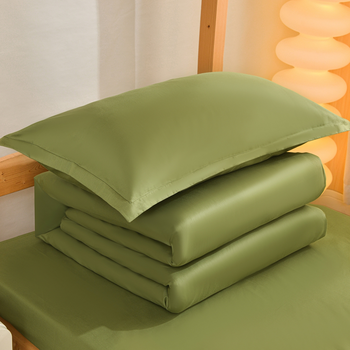 91家纺网 家纺一手货源 找家纺 小雨家纺 2026新款13376宿舍纯棉40支纯色三件套 森林绿