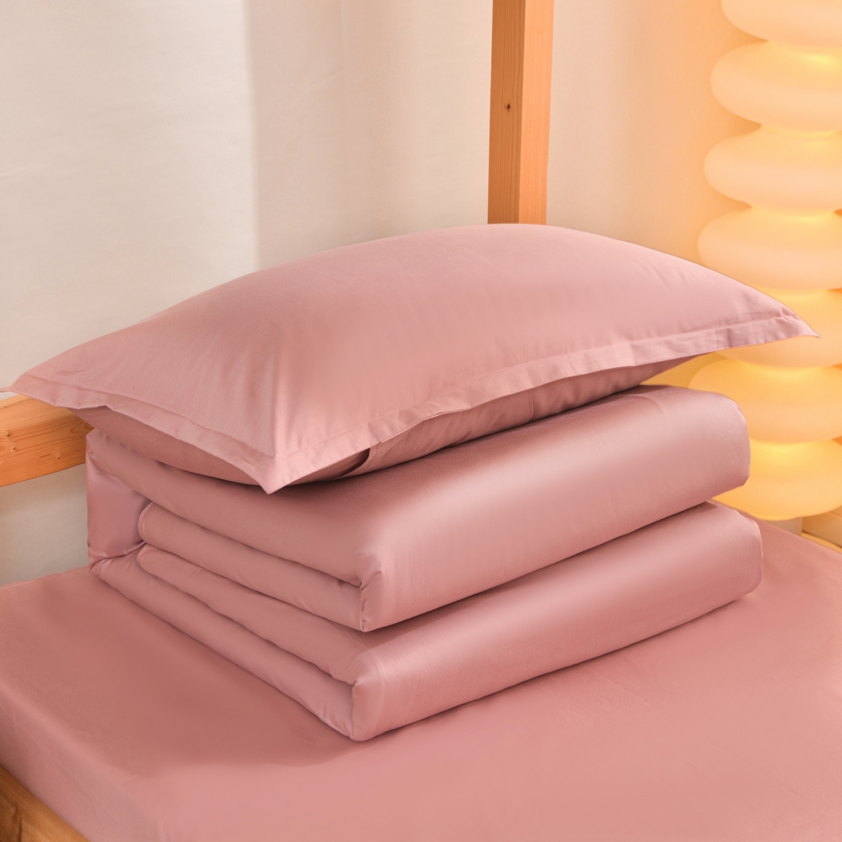 91家纺网 家纺一手货源 找家纺 小雨家纺 2026新款13376宿舍纯棉40支纯色三件套 仙女粉