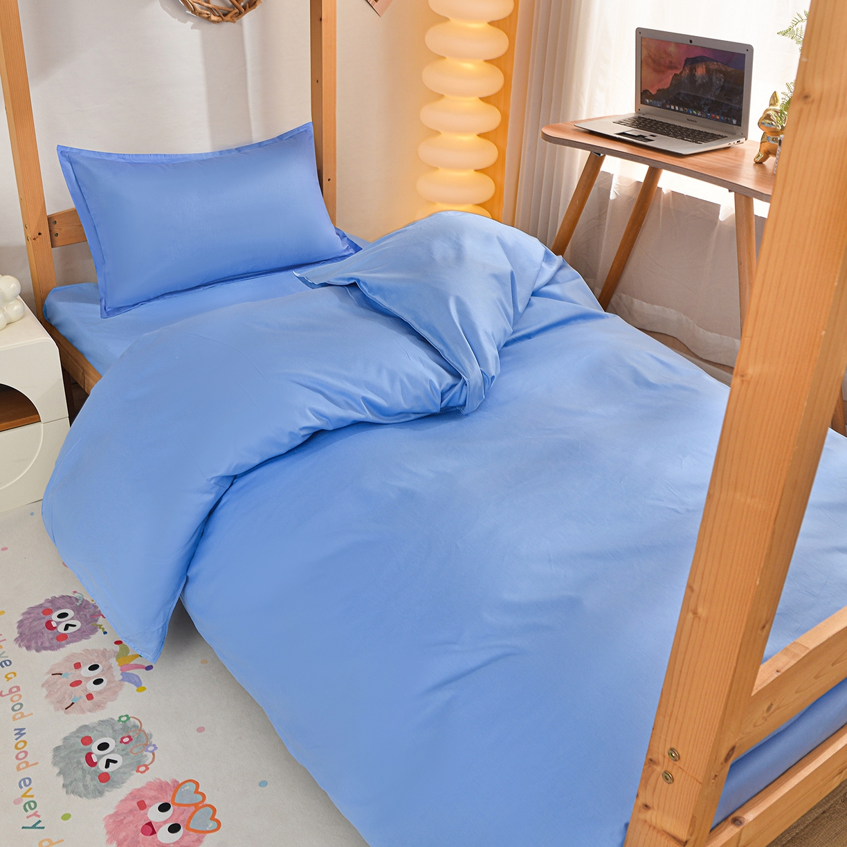 91家纺网 家纺一手货源 找家纺 （总）小雨家纺 2026新款13376宿舍纯棉40支纯色三件套