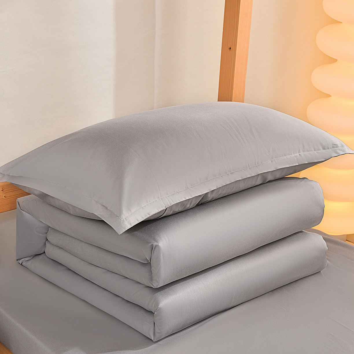 91家纺网 家纺一手货源 找家纺 小雨家纺 2026新款13376宿舍纯棉40支纯色三件套 银河灰