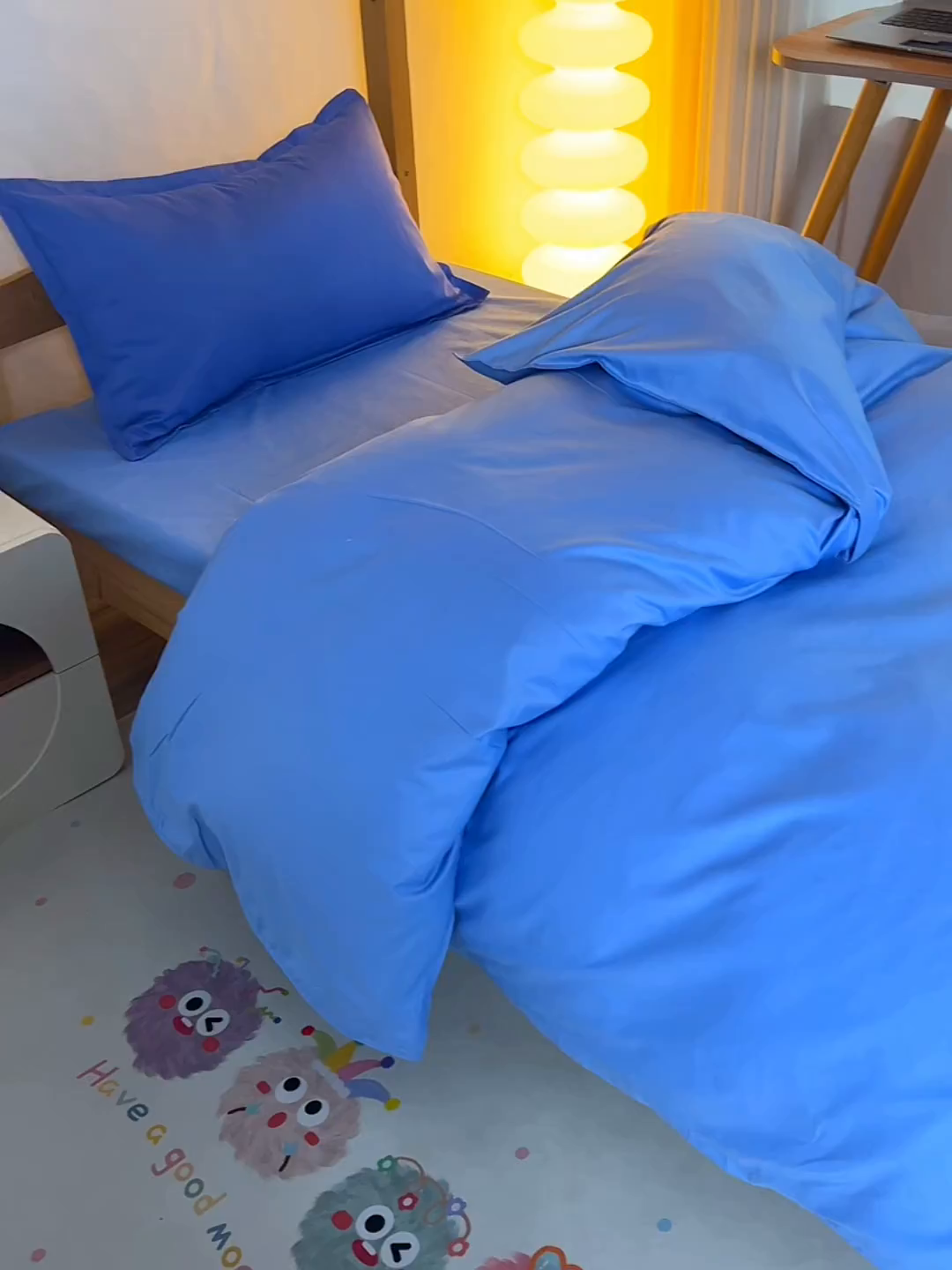 91家纺网 家纺一手货源 找家纺 （总）小雨家纺 2026新款13376宿舍纯棉40支纯色三件套