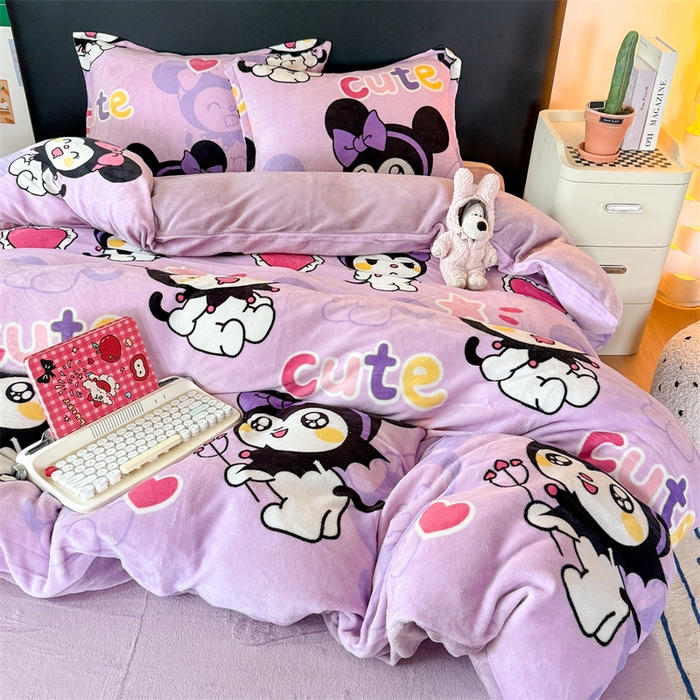 91家纺网 家纺一手货源 找家纺 温眠家纺 2025新款加厚牛奶绒四件套跑量款 库米洛