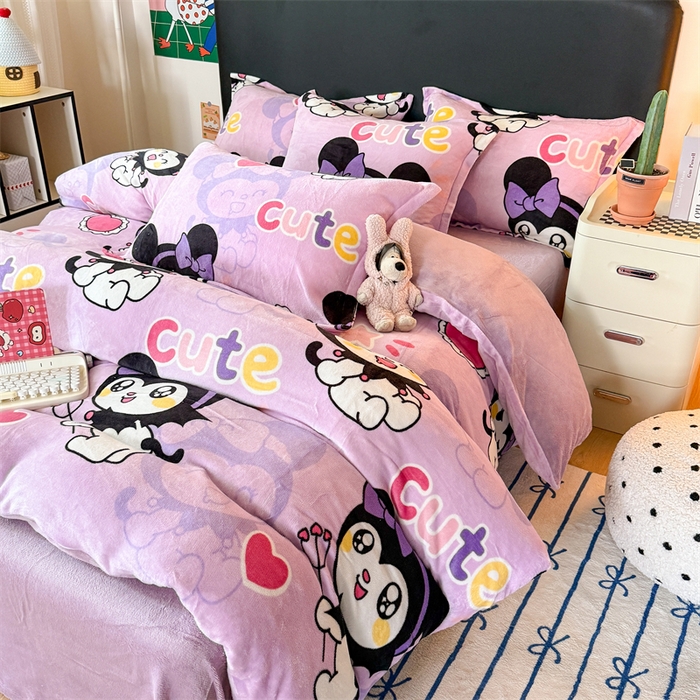 91家纺网 家纺一手货源 找家纺 温眠家纺 2025新款加厚牛奶绒四件套跑量款 库米洛