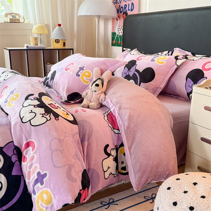 91家纺网 家纺一手货源 找家纺 温眠家纺 2025新款加厚牛奶绒四件套跑量款 库米洛