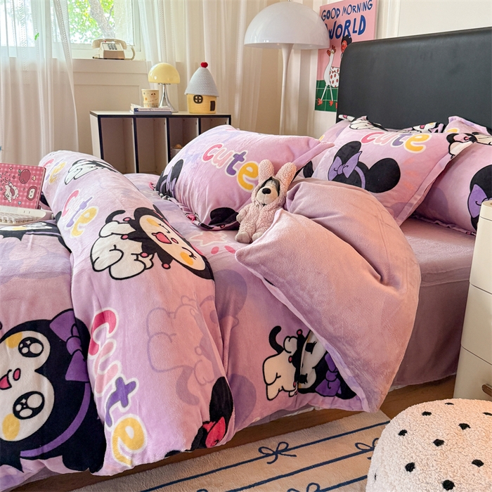 91家纺网 家纺一手货源 找家纺 温眠家纺 2025新款加厚牛奶绒四件套跑量款 库米洛