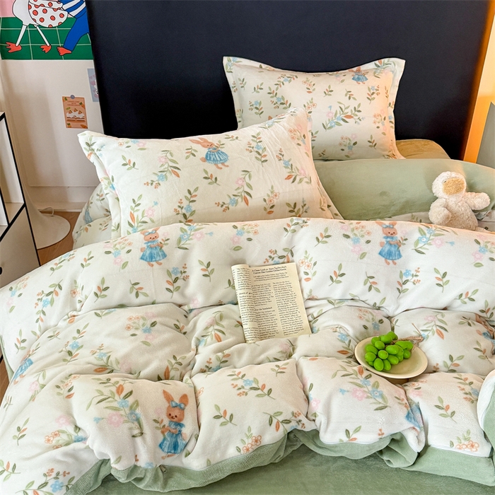 温眠家纺 2025新款加厚牛奶绒四件套跑量款 秘密花园