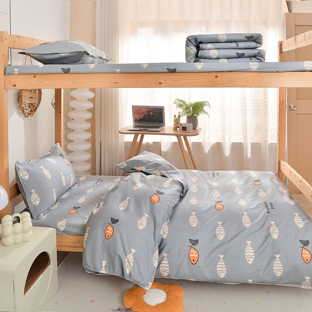 91家纺网 家纺一手货源 找家纺 （总）小雨家纺 2026新款13372宿舍纯棉40支印花三件套