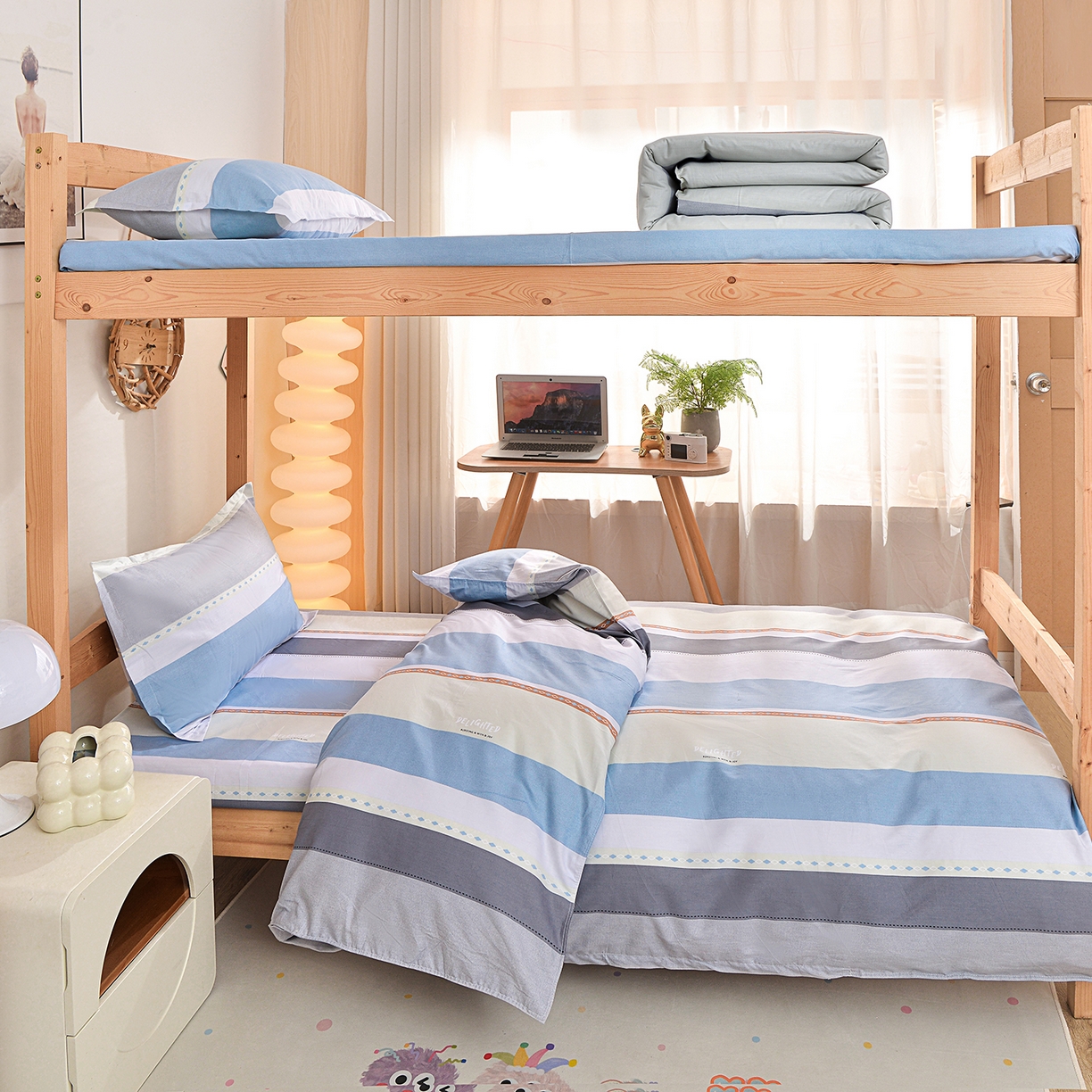 91家纺网 家纺一手货源 找家纺 （总）小雨家纺 2026新款13372宿舍纯棉40支印花三件套