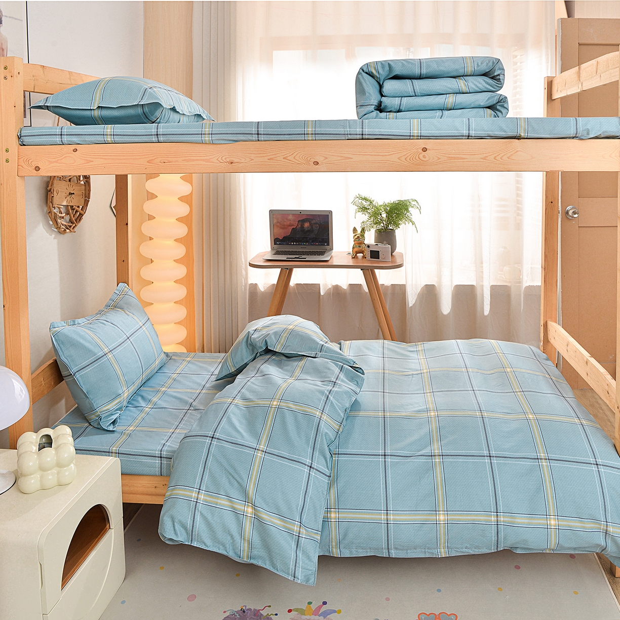 小雨家纺 2026新款13372宿舍纯棉40支印花三件套 定格-绿