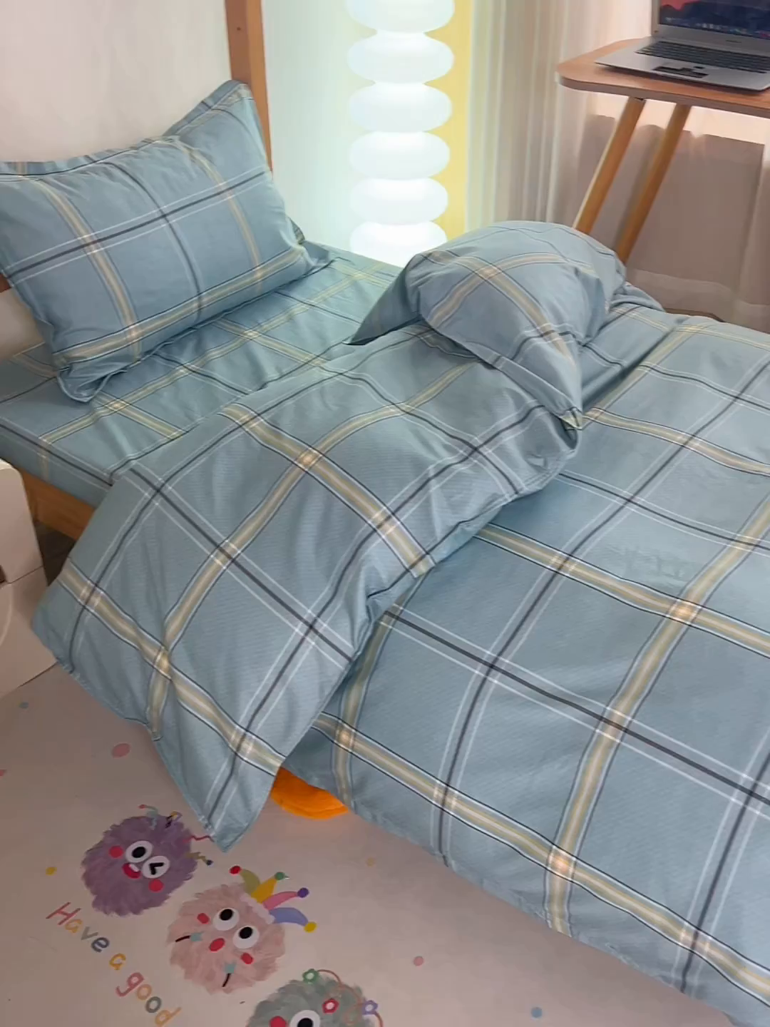 91家纺网 家纺一手货源 找家纺 小雨家纺 2026新款13372宿舍纯棉40支印花三件套 定格-绿