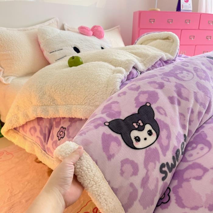 91家纺网 家纺一手货源 找家纺 温眠家纺 2025新款ins羊羔绒牛奶绒可被套休闲毯单被套-被套图 羊-淘气