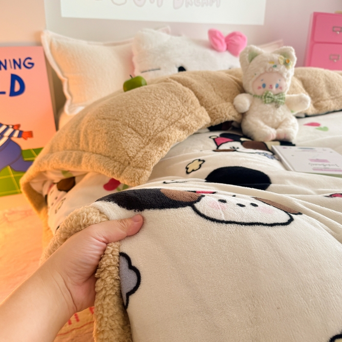 91家纺网 家纺一手货源 找家纺 （总）温眠家纺 2025新款ins羊羔绒牛奶绒可被套休闲毯单被套-被套图