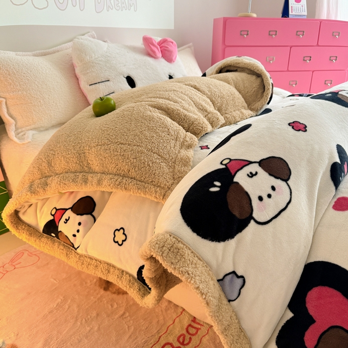 91家纺网 家纺一手货源 找家纺 （总）温眠家纺 2025新款ins羊羔绒牛奶绒可被套休闲毯单被套-被套图