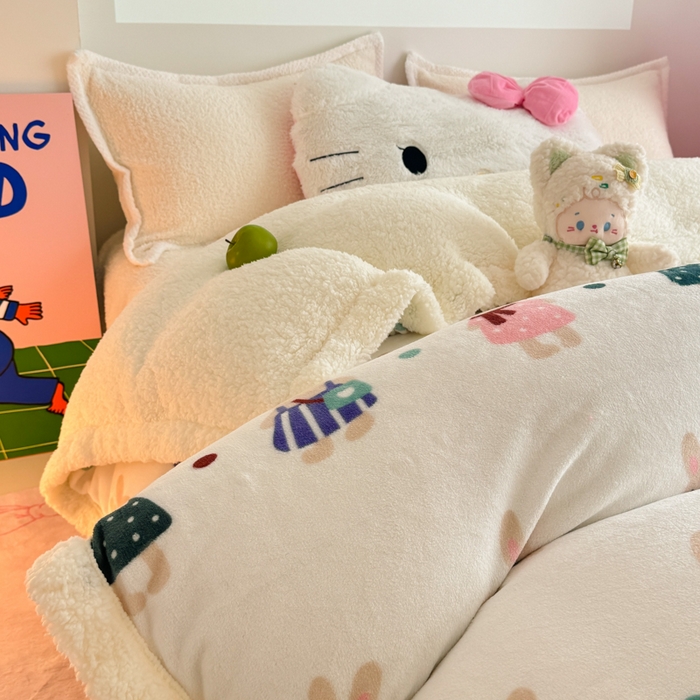 91家纺网 家纺一手货源 找家纺 温眠家纺 2025新款ins羊羔绒牛奶绒可被套休闲毯单被套-被套图 羊-花间兔