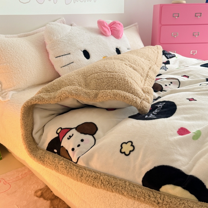 91家纺网 家纺一手货源 找家纺 （总）温眠家纺 2025新款ins羊羔绒牛奶绒可被套休闲毯单被套-被套图