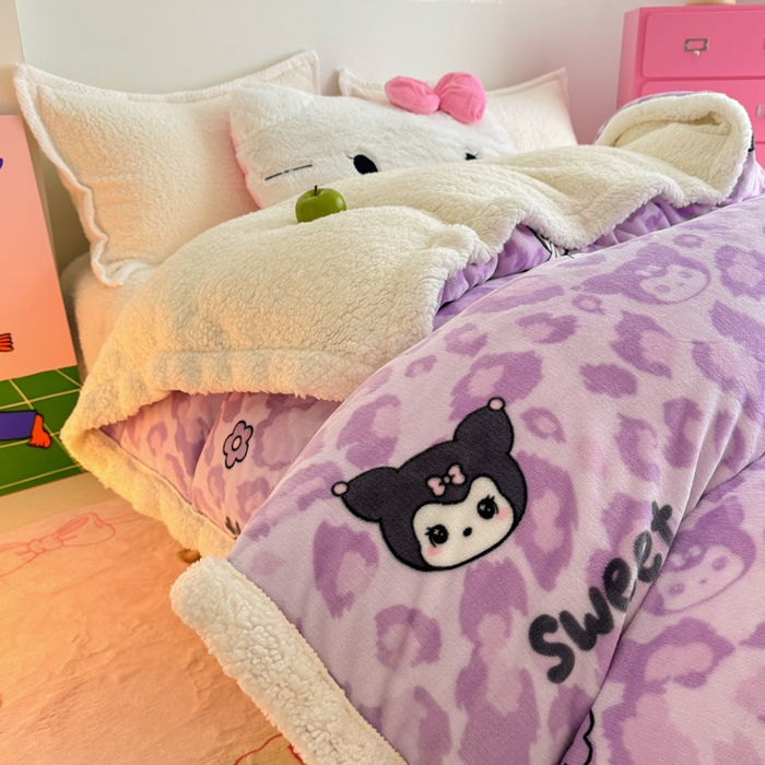 91家纺网 家纺一手货源 找家纺 温眠家纺 2025新款ins羊羔绒牛奶绒可被套休闲毯单被套-被套图 羊-淘气