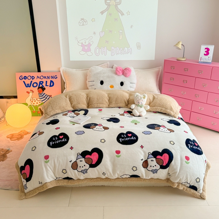 91家纺网 家纺一手货源 找家纺 （总）温眠家纺 2025新款ins羊羔绒牛奶绒可被套休闲毯单被套-被套图