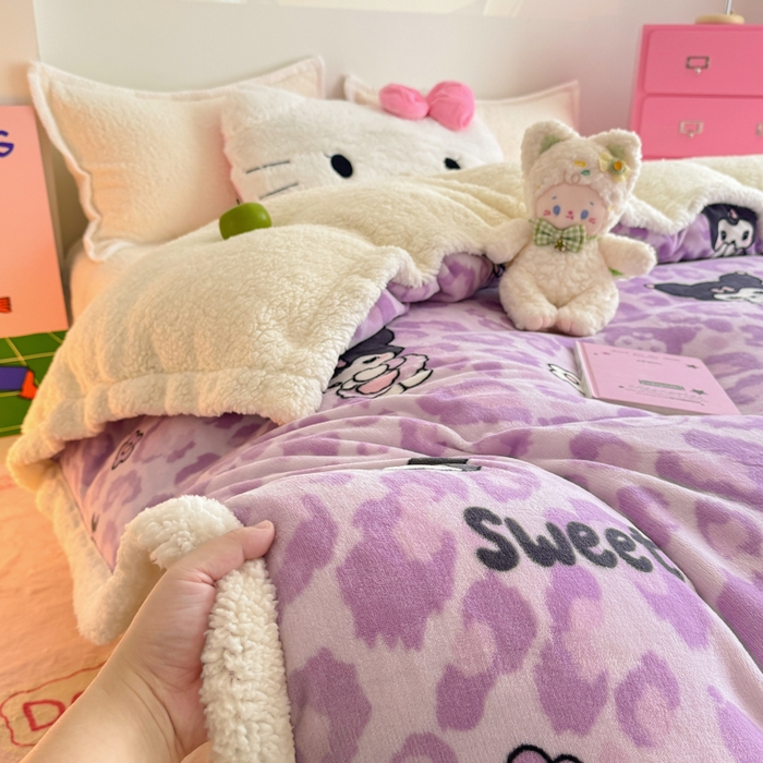 91家纺网 家纺一手货源 找家纺 温眠家纺 2025新款ins羊羔绒牛奶绒可被套休闲毯单被套-被套图 羊-淘气