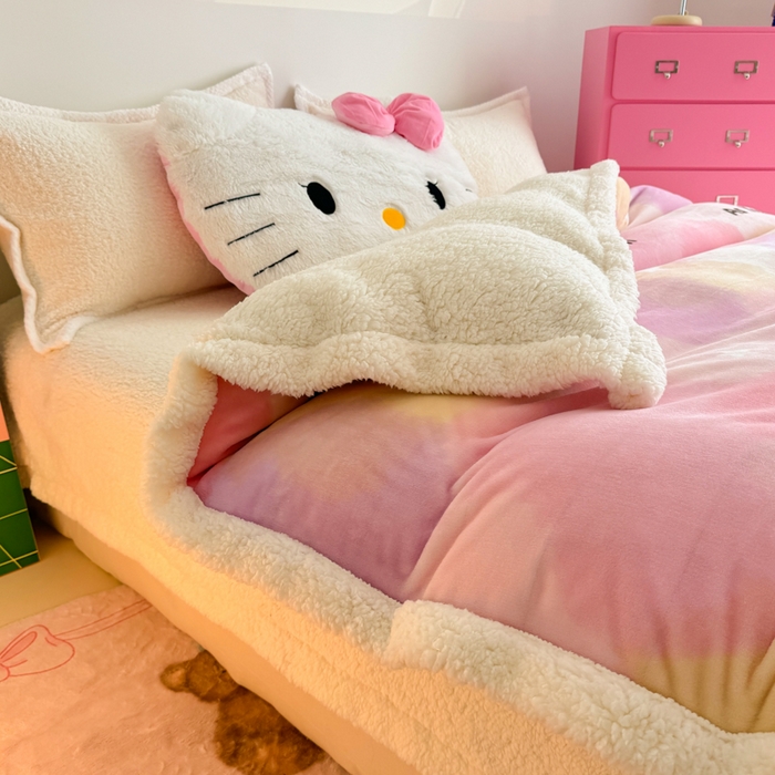 91家纺网 家纺一手货源 找家纺 温眠家纺 2025新款ins羊羔绒牛奶绒可被套休闲毯单被套-被套图 羊-梦境